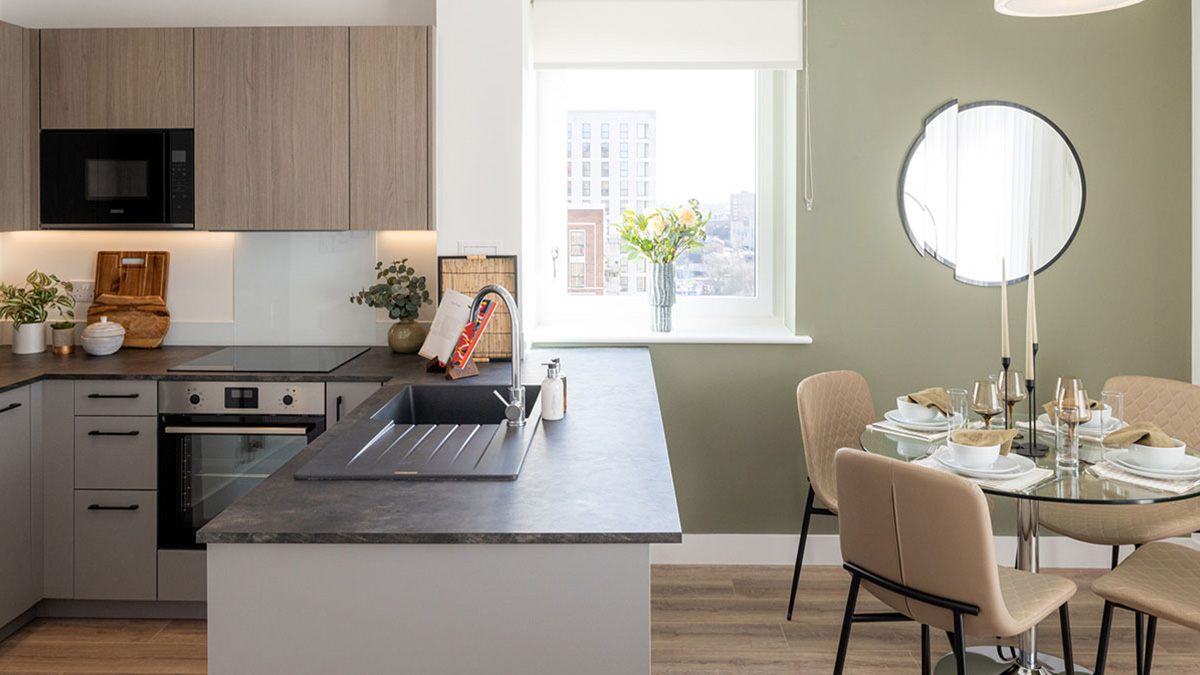 modern open-plan kitchen and dining area at square roots
